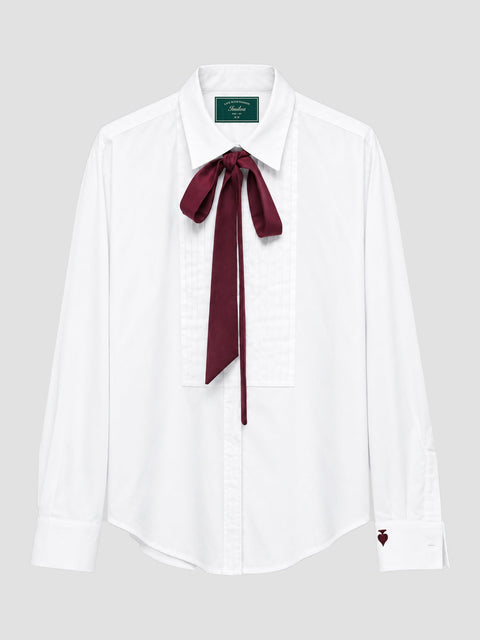 Camisa Constance blanca con lazo granate — foto de producto