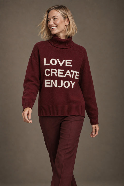 Jersey LOVE CREATE ENJOY granate — lookbook