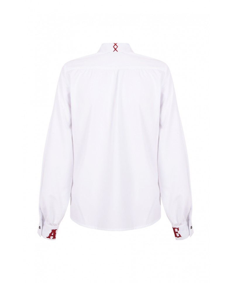 Camisa blanca puños bordados