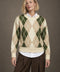Jersey de rombos verde y crudo — lookbook