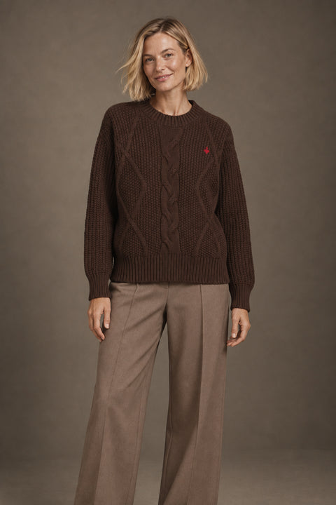 Jersey de trenzas marrón — lookbook