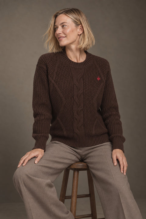 Jersey de trenzas marrón — lookbook