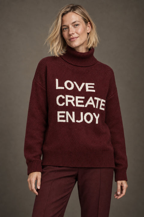 Jersey LOVE CREATE ENJOY granate — lookbook
