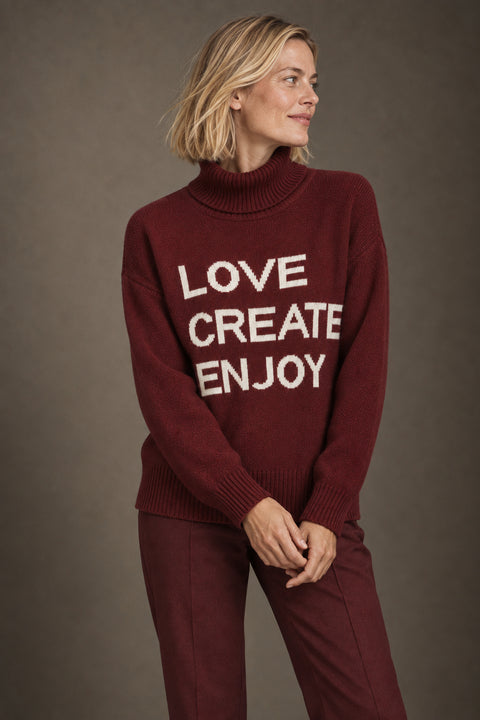Jersey LOVE CREATE ENJOY granate — lookbook
