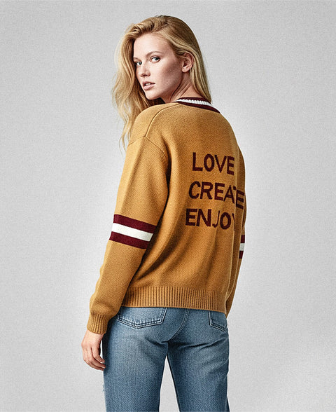 Cardigan azul “LOVE, CREATE, ENJOY”